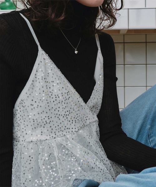 titivate（ティティベイト）の「ヘムバルーンスパンコールキャミソールビスチェ（キャミソール・レディース・シルバー/ブラック/ピンク・S/M/L）」の15枚目の写真