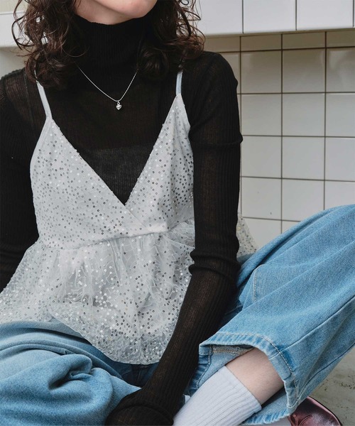 titivate（ティティベイト）の「ヘムバルーンスパンコールキャミソールビスチェ（キャミソール・レディース・シルバー/ブラック/ピンク・S/M/L）」の17枚目の写真