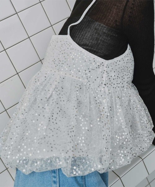 titivate（ティティベイト）の「ヘムバルーンスパンコールキャミソールビスチェ（キャミソール・レディース・シルバー/ブラック/ピンク・S/M/L）」の18枚目の写真