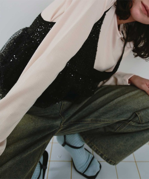 titivate（ティティベイト）の「ヘムバルーンスパンコールキャミソールビスチェ（キャミソール・レディース・シルバー/ブラック/ピンク・S/M/L）」の8枚目の写真