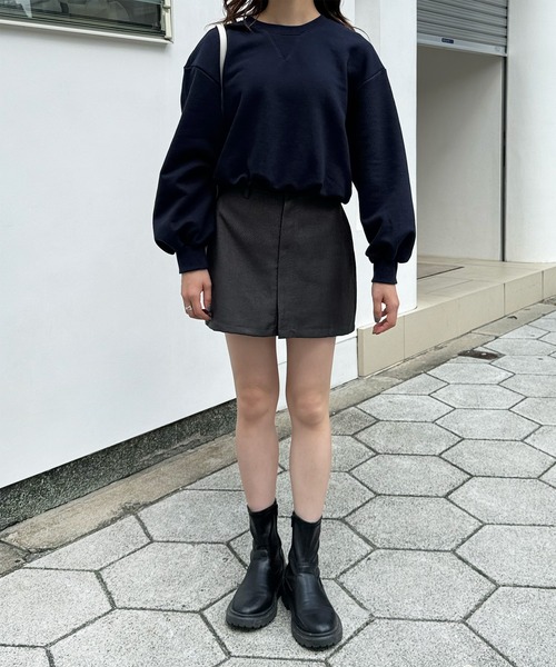 LE MORE(リモア)の「エステルツイルミニスカート(スカート・レディース・ブラック/チャコール・FREE)」の7枚目の写真