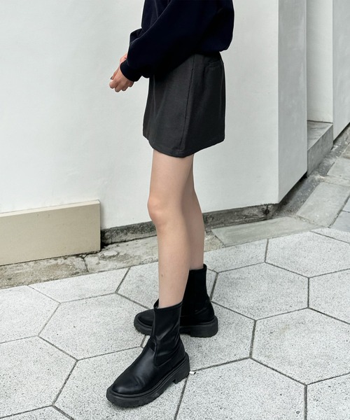 LE MORE(リモア)の「エステルツイルミニスカート(スカート・レディース・ブラック/チャコール・FREE)」の8枚目の写真