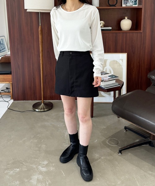 LE MORE(リモア)の「エステルツイルミニスカート(スカート・レディース・ブラック/チャコール・FREE)」の16枚目の写真