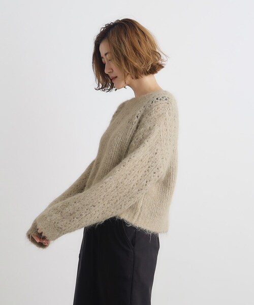 grove（グローブ）の「◆透かし編みクロップドニット（ニット/セーター・レディース・ライトベージュ/ライトイエロー系・03/02/05/04/01）」の4枚目の写真