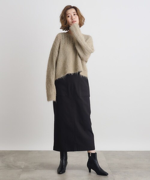 grove（グローブ）の「◆透かし編みクロップドニット（ニット/セーター・レディース・ライトベージュ/ライトイエロー系・03/02/05/04/01）」の5枚目の写真