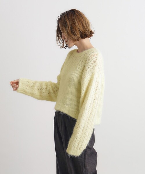 grove（グローブ）の「◆透かし編みクロップドニット（ニット/セーター・レディース・ライトベージュ/ライトイエロー系・03/02/05/04/01）」の7枚目の写真