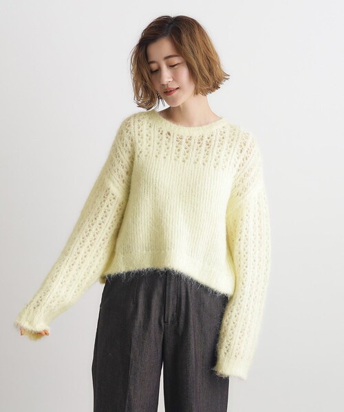 grove（グローブ）の「◆透かし編みクロップドニット（ニット/セーター・レディース・ライトベージュ/ライトイエロー系・03/02/05/04/01）」の8枚目の写真