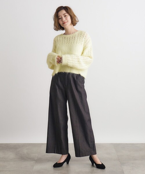 grove（グローブ）の「◆透かし編みクロップドニット（ニット/セーター・レディース・ライトベージュ/ライトイエロー系・03/02/05/04/01）」の9枚目の写真