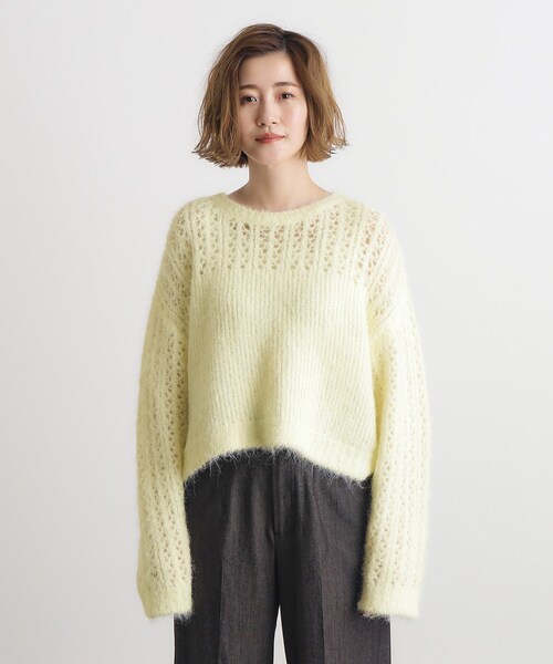 grove（グローブ）の「◆透かし編みクロップドニット（ニット/セーター・レディース・ライトベージュ/ライトイエロー系・03/02/05/04/01）」の12枚目の写真