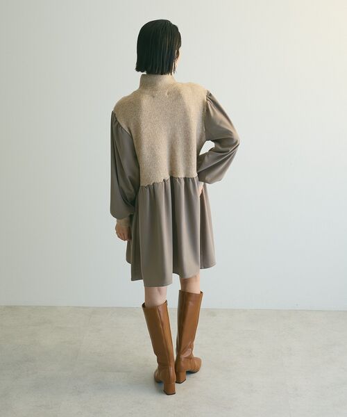 armonia（アルモニーア）の「armonia.布帛切り替えニットミニワンピース（ワンピース・レディース・グレー/ブルー/ベージュ・FREE）」の7枚目の写真