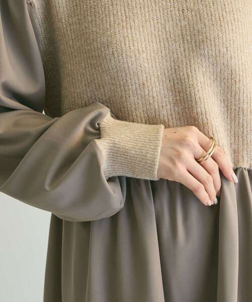 armonia（アルモニーア）の「armonia.布帛切り替えニットミニワンピース（ワンピース・レディース・グレー/ブルー/ベージュ・FREE）」の14枚目の写真
