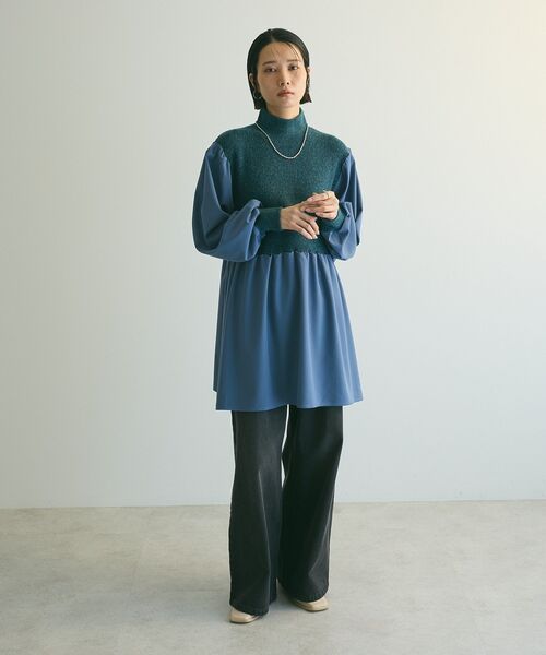 armonia（アルモニーア）の「armonia.布帛切り替えニットミニワンピース（ワンピース・レディース・グレー/ブルー/ベージュ・FREE）」の16枚目の写真