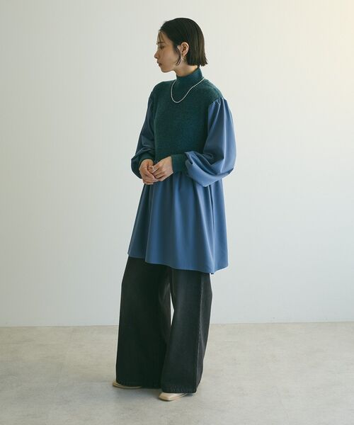 armonia（アルモニーア）の「armonia.布帛切り替えニットミニワンピース（ワンピース・レディース・グレー/ブルー/ベージュ・FREE）」の17枚目の写真