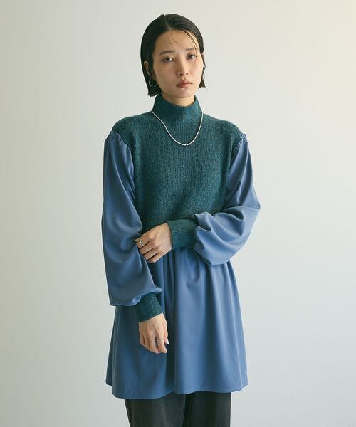 armonia（アルモニーア）の「armonia.布帛切り替えニットミニワンピース（ワンピース・レディース・グレー/ブルー/ベージュ・FREE）」の19枚目の写真