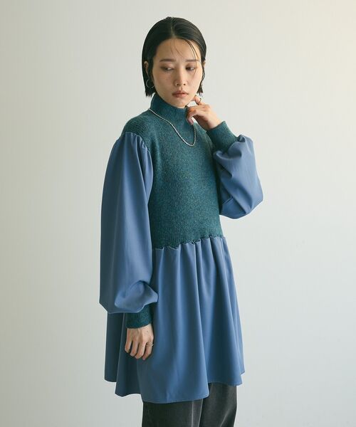 armonia（アルモニーア）の「armonia.布帛切り替えニットミニワンピース（ワンピース・レディース・グレー/ブルー/ベージュ・FREE）」の20枚目の写真