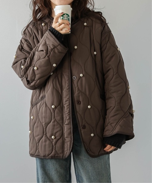 セール】パール キルティングジャケット（ノーカラージャケット