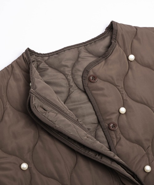 セール】パール キルティングジャケット（ノーカラージャケット