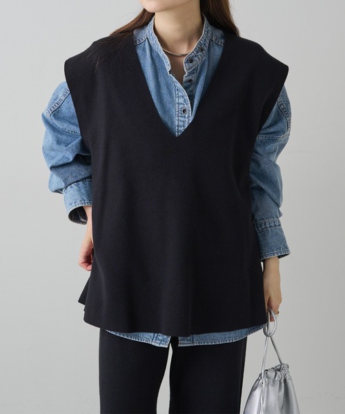 PUAL CE CIN(ピュアルセシン)の「ミラノリブニットベスト(ベスト・レディース・ブラウン/ブラック/グレー系その他・FREE)」の2枚目の写真