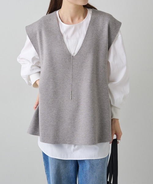 PUAL CE CIN(ピュアルセシン)の「ミラノリブニットベスト(ベスト・レディース・ブラウン/ブラック/グレー系その他・FREE)」の4枚目の写真