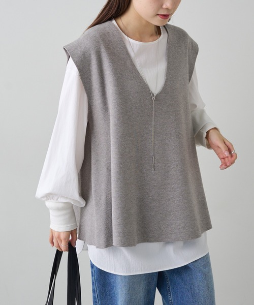 PUAL CE CIN(ピュアルセシン)の「ミラノリブニットベスト(ベスト・レディース・ブラウン/ブラック/グレー系その他・FREE)」の5枚目の写真