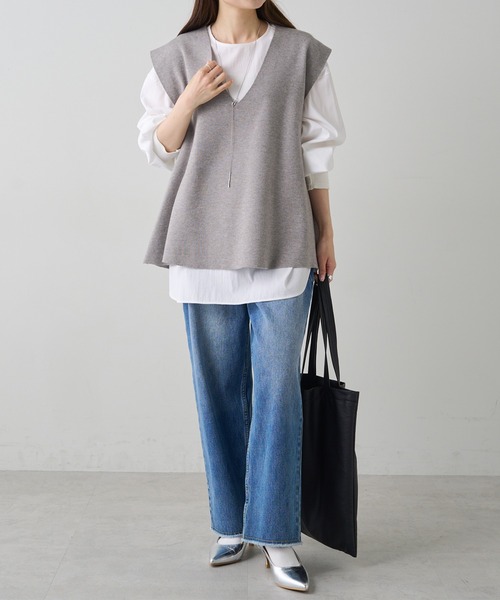 PUAL CE CIN(ピュアルセシン)の「ミラノリブニットベスト(ベスト・レディース・ブラウン/ブラック/グレー系その他・FREE)」の6枚目の写真