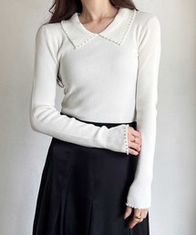 YOUING.（ユイン）の「パールトリミングリブニット（ニット/セーター）」