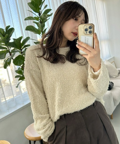 nissen(ニッセン)の「カールヤーンニットトップス(ニット/セーター・レディース・ブラック/ブルー/ライトグレー/ベージュ・S/3L/LL/L/M)」の22枚目の写真