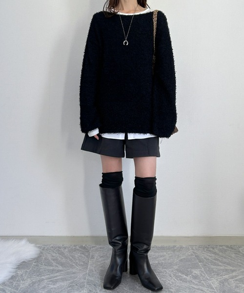 nissen(ニッセン)の「カールヤーンニットトップス(ニット/セーター・レディース・ブラック/ブルー/ライトグレー/ベージュ・S/3L/LL/L/M)」の8枚目の写真