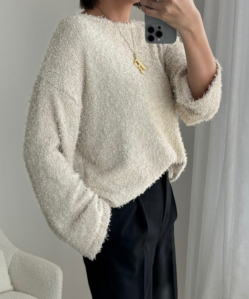 nissen(ニッセン)の「カールヤーンニットトップス(ニット/セーター・レディース・ブラック/ブルー/ライトグレー/ベージュ・S/3L/LL/L/M)」の12枚目の写真