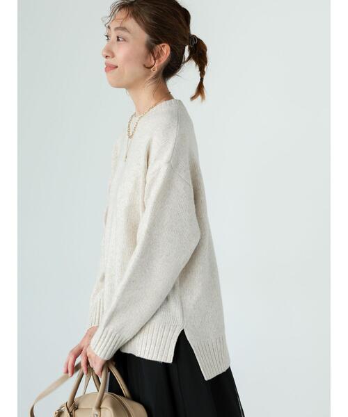 Lugnoncure（ルノンキュール）の「もちもちミックス糸クルーネックニット（ニット/セーター・レディース・オフホワイト/ブルー/モカ・F）」の2枚目の写真