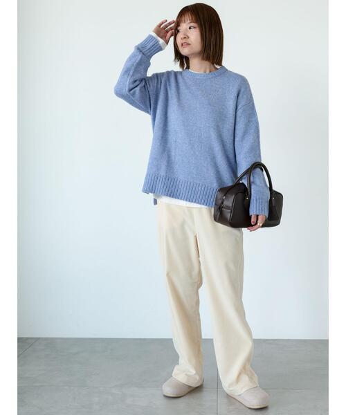 Lugnoncure（ルノンキュール）の「もちもちミックス糸クルーネックニット（ニット/セーター・レディース・オフホワイト/ブルー/モカ・F）」の6枚目の写真
