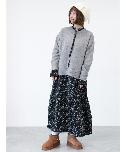 Lugnoncure（ルノンキュール）の「もちもちミックス糸クルーネックニット（ニット/セーター・レディース・オフホワイト/ブルー/モカ・F）」の12枚目の写真