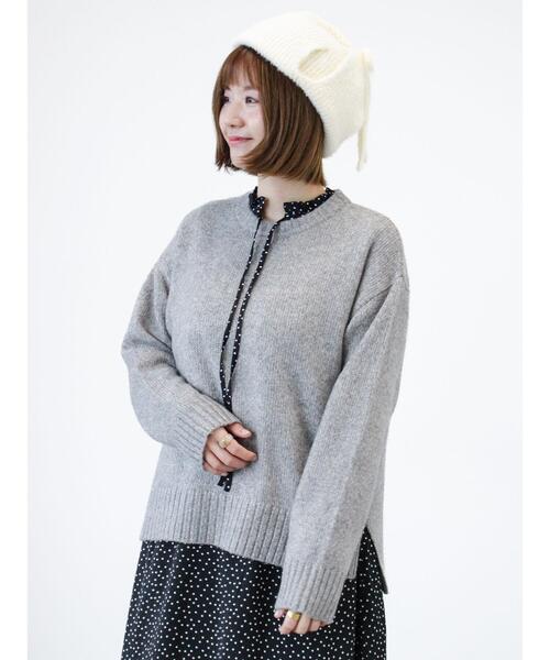 Lugnoncure（ルノンキュール）の「もちもちミックス糸クルーネックニット（ニット/セーター・レディース・オフホワイト/ブルー/モカ・F）」の13枚目の写真