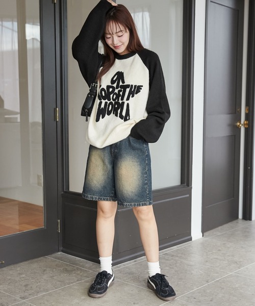 WEGO/ヴィンテージウォッシュデニムハーフパンツ（デニムパンツ