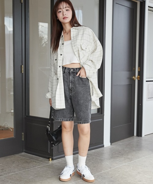 WEGO（ウィゴー）の「WEGO/ヴィンテージウォッシュデニムハーフパンツ（デニムパンツ・レディース・ダークブルー/ブラック/ブラック系その他・SMALL/MEDIUM）」の19枚目の写真