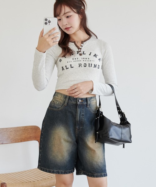 WEGO（ウィゴー）の「WEGO/ヴィンテージウォッシュデニムハーフパンツ（デニムパンツ・レディース・ダークブルー/ブラック/ブラック系その他・SMALL/MEDIUM）」の21枚目の写真