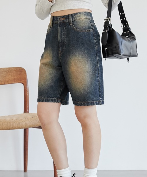 WEGO（ウィゴー）の「WEGO/ヴィンテージウォッシュデニムハーフパンツ（デニムパンツ・レディース・ダークブルー/ブラック/ブラック系その他・SMALL/MEDIUM）」の13枚目の写真