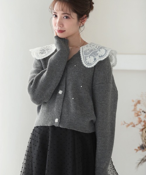 s*i様 シーマリー　襟付きカーディガン サイズ40 グレー s*i様 シーマリー 襟付きカーディガン サイズ40 グレー シーマリー襟