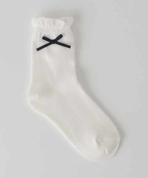 green label relaxing(グリーンレーベルリラクシング)の「リボン クルー ソックス/靴下 / キッズ 20cm-22cm(ソックス/靴下・キッズ・ホワイト・20-22cm)」の1枚目の写真