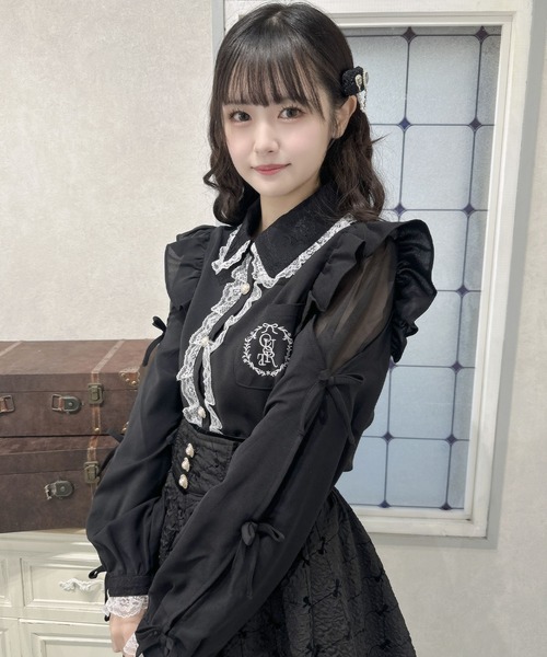 couture BY ROJITA（クチュールバイロジータ）の「ワンポイントレースフリルブラウス（シャツ/ブラウス・レディース・グレー/ブラック/ホワイト・FREE）」の18枚目の写真