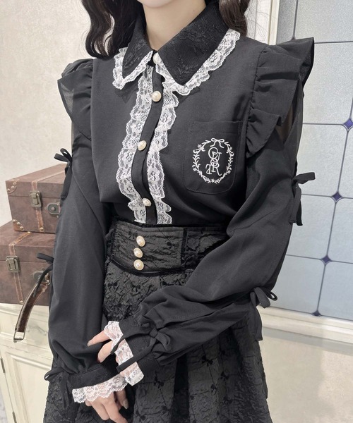 couture BY ROJITA（クチュールバイロジータ）の「ワンポイントレースフリルブラウス（シャツ/ブラウス・レディース・グレー/ブラック/ホワイト・FREE）」の6枚目の写真