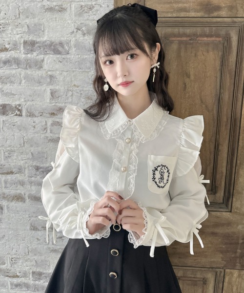 couture BY ROJITA（クチュールバイロジータ）の「ワンポイントレースフリルブラウス（シャツ/ブラウス・レディース・グレー/ブラック/ホワイト・FREE）」の5枚目の写真