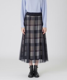 クレストブリッジ　チェック　チュール　プリントスカート　36 クレストブリッジ チェック チュール プリントスカート 36 スカート