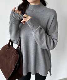 ゆったりこなれニット。 ハイネックスリットニット オーバーサイズ ハイネック ニット ドロップショルダー 秋服 冬服