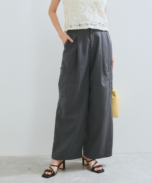 VIS（ビス）の「タックカーゴパンツ（カーゴパンツ・レディース・チャコールグレー/オフホワイト・FREE）」の2枚目の写真
