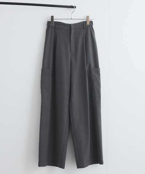 VIS（ビス）の「タックカーゴパンツ（カーゴパンツ・レディース・チャコールグレー/オフホワイト・FREE）」の5枚目の写真