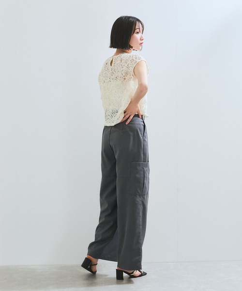 VIS（ビス）の「タックカーゴパンツ（カーゴパンツ・レディース・チャコールグレー/オフホワイト・FREE）」の12枚目の写真