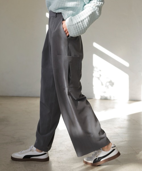 VIS（ビス）の「タックカーゴパンツ（カーゴパンツ・レディース・チャコールグレー/オフホワイト・FREE）」の19枚目の写真