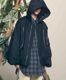 MAISON SPECIAL | 《UNISEX》Wool Mixed Double Cloth Prime-Over Curved Zip Hood Blouson/ウールミックスダブルクロスプライムオーバーカーブジップフードブルゾン【MAISON SPECIAL/メゾンスペシャル】(ブルゾン)