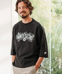 mlt5051- monochrome flower logo print dry cotton cut&sew ラグランカットソー